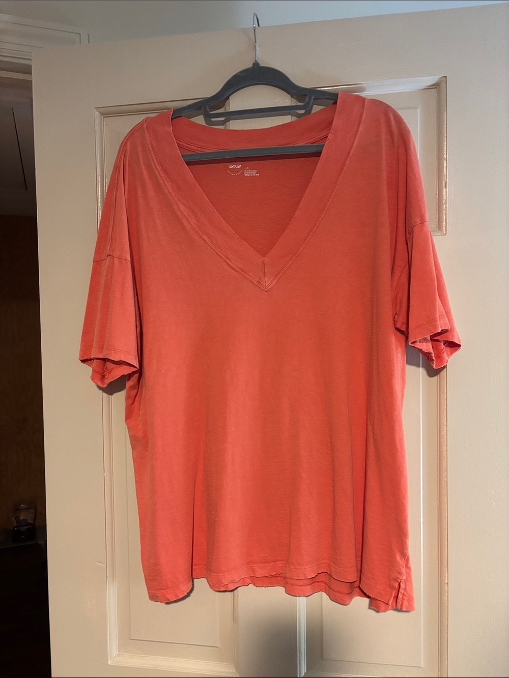 Aerie Coral V-Neck Tee